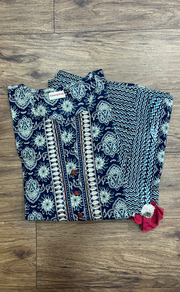Indigo Blue Garden Cotton Kurti With Pant And Dupatta Set.Pure Versatile Cotton. | Laces and Frills - Laces and Frills