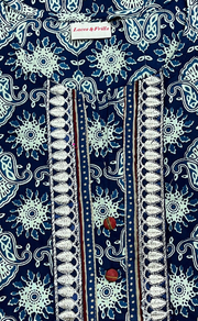 Indigo Blue Garden Cotton Kurti With Pant And Dupatta Set.Pure Versatile Cotton. | Laces and Frills