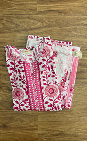 Pink Garden Jaipur Cotton Kurti With Pant And Dupatta Set. Pure Versatile Cotton. | Laces and Frills - Laces and Frills