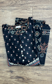 Black Garden Jaipur Cotton Kurti With Pant And Dupatta Set. Pure Versatile Cotton. | Laces and Frills - Laces and Frills