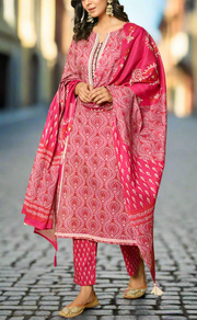 Pink Garden Jaipur Cotton Kurti With Pant And Dupatta Set. Pure Versatile Cotton. | Laces and Frills