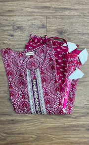 Pink Garden Jaipur Cotton Kurti With Pant And Dupatta Set. Pure Versatile Cotton. | Laces and Frills - Laces and Frills