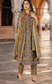 Dark Green Garden Jaipur Cotton Kurti With Pant And Dupatta Set. Pure Versatile Cotton. | Laces and Frills - Laces and Frills