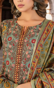 Dark Green Garden Jaipur Cotton Kurti With Pant And Dupatta Set. Pure Versatile Cotton. | Laces and Frills - Laces and Frills