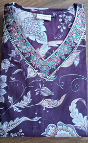 Purple Floral Garden Jaipur Cotton Kurti With Pant And Dupatta Set. Pure Versatile Cotton. | Laces and Frills