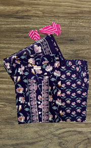 Purple Garden Jaipur Cotton Kurti With Pant And Dupatta Set. Pure Versatile Cotton. | Laces and Frills