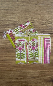 Off White/Green/Pink Floral Jaipur Cotton Kurti With Pant And Dupatta Set. Pure Versatile Cotton. | Laces and Frills