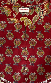 Maroon Floral Cotton Kurti With Pant And Dupatta Set. Pure Versatile Cotton. | Laces and Frills