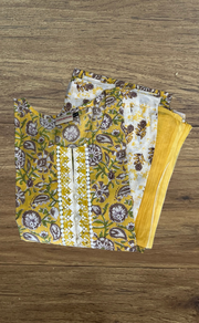 Yellow Garden Cotton Kurti With Pant And Dupatta Set. Pure Versatile Cotton. | Laces and Frills