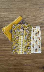Yellow Garden Cotton Kurti With Pant And Dupatta Set. Pure Versatile Cotton. | Laces and Frills
