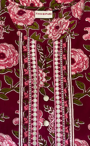 Maroon Garden Jaipur Cotton Kurti With Pant And Dupatta Set. Pure Versatile Cotton. | Laces and Frills