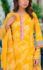 Yellow Floral Jaipur Cotton Kurti With Pant And Dupatta Set. Pure Versatile Cotton. | Laces and Frills