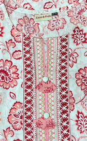 Peach/White Kurti With Pant And Dupatta Set .Pure Versatile Cotton. | Laces and Frills - Laces and Frills