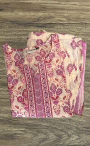 Pink Garden Jaipur Cotton Kurti With Pant And Dupatta Set. Pure Versatile Cotton. | Laces and Frills