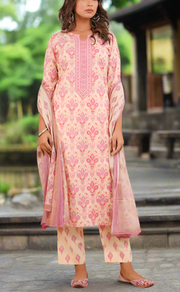 Pink Garden Jaipur Cotton Kurti With Pant And Dupatta Set. Pure Versatile Cotton. | Laces and Frills