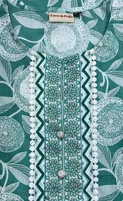 Pista Green Floral Jaipur Cotton Kurti With Pant And Dupatta Set. Pure Versatile Cotton. | Laces and Frills