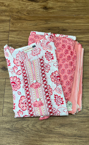 Peach/White Kurti With Pant And Dupatta Set .Pure Versatile Cotton. | Laces and Frills - Laces and Frills