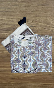 White/Blue Tiny Flora Jaipur Cotton Kurti With Pant And Dupatta Set. Pure Versatile Cotton. | Laces and Frills