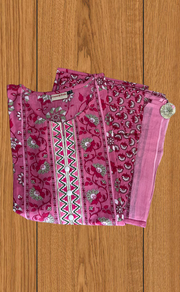 Pink Garden Jaipur Cotton Kurti With Pant And Dupatta Set. Pure Versatile Cotton. | Laces and Frills