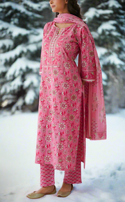 Pink Garden Jaipur Cotton Kurti With Pant And Dupatta Set. Pure Versatile Cotton. | Laces and Frills