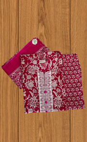 Magenta Pink Garden Jaipur Cotton Kurti With Pant And Dupatta Set. Pure Versatile Cotton. | Laces and Frills