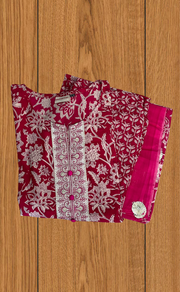 Magenta Pink Garden Jaipur Cotton Kurti With Pant And Dupatta Set. Pure Versatile Cotton. | Laces and Frills