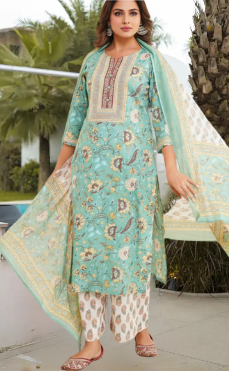 Brook Green Garden Jaipur Cotton Kurti With Pant And Dupatta Set. Pure Versatile Cotton. | Laces and Frills