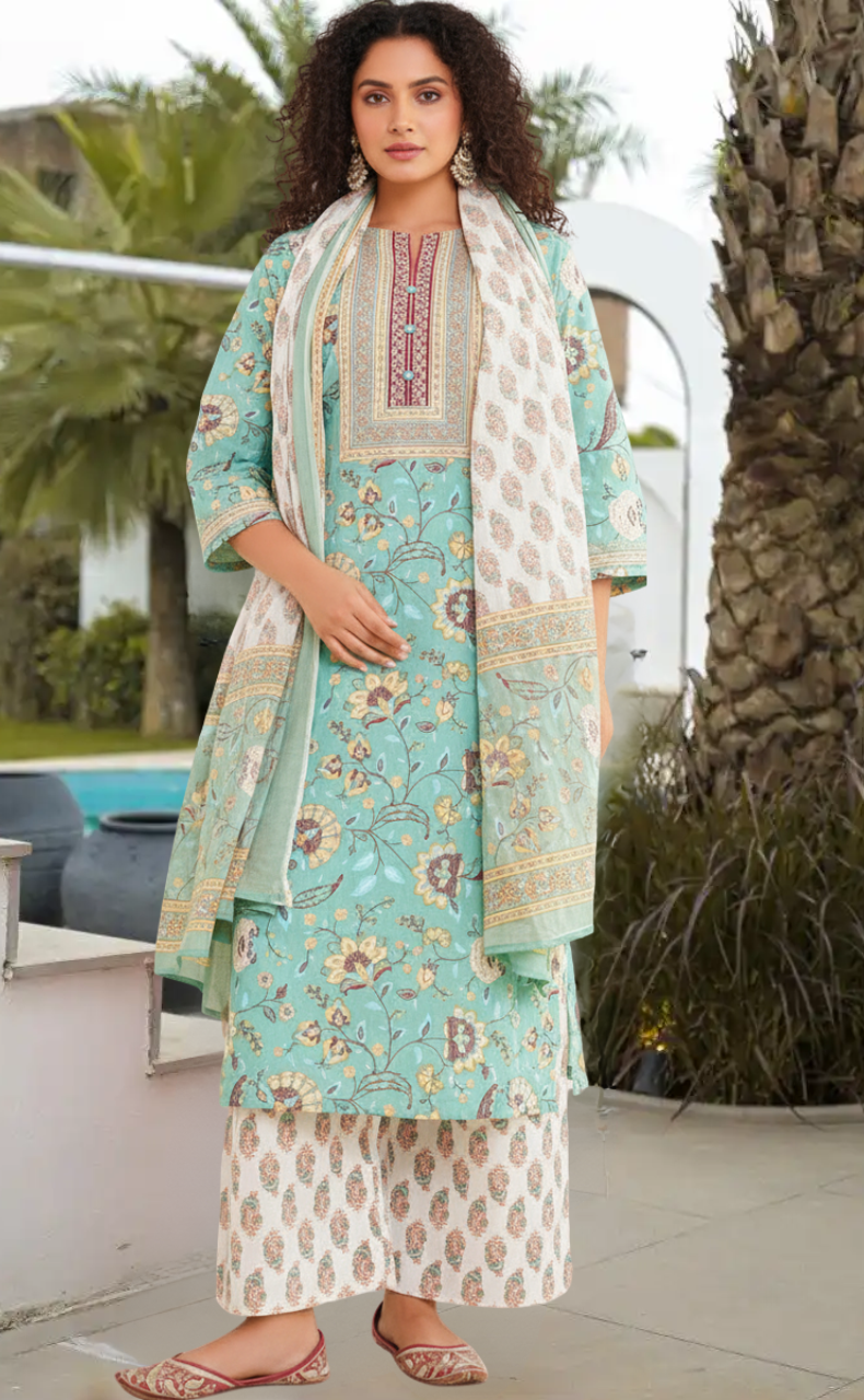 Brook Green Garden Jaipur Cotton Kurti With Pant And Dupatta Set. Pure Versatile Cotton. | Laces and Frills