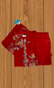 Brick Red Jaipur Cotton Kurti With Pant And Dupatta Set. Pure Versatile Cotton. | Laces and Frills