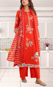 Brick Red Jaipur Cotton Kurti With Pant And Dupatta Set. Pure Versatile Cotton. | Laces and Frills