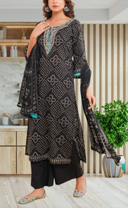 Black Bandini Jaipur Cotton Kurti With Pant And Dupatta Set. Pure Versatile Cotton. | Laces and Frills - Laces and Frills