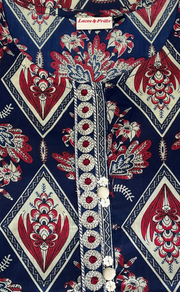 Navy Blue Floral Jaipur Cotton Kurti With Pant And Dupatta Set. Pure Versatile Cotton. | Laces and Frills - Laces and Frills
