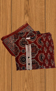 Brick Colour Flora Jaipur Cotton Kurti With Pant And Dupatta Set. Pure Versatile Cotton. | Laces and Frills - Laces and Frills