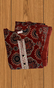 Brick Colour Flora Jaipur Cotton Kurti With Pant And Dupatta Set. Pure Versatile Cotton. | Laces and Frills - Laces and Frills