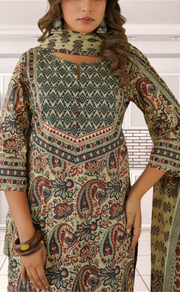 Off White/Maroon Floral Garden Jaipur Cotton Kurti With Pant And Dupatta Set. Pure Versatile Cotton. | Laces and Frills