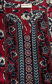 Maroon Ajrakh Print Jaipur Cotton Kurti With Pant And Dupatta Set. Pure Versatile Cotton. | Laces and Frills - Laces and Frills