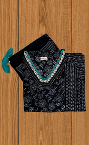 Black Garden Jaipur Cotton Kurti With Pant And Dupatta Set. Pure Versatile Cotton. | Laces and Frills - Laces and Frills