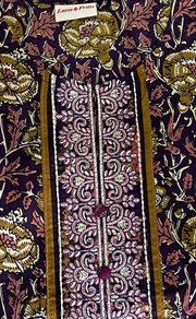 Dark Purple Garden Jaipur Cotton Kurti With Pant And Dupatta Set. Pure Versatile Cotton. | Laces and Frills