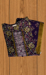 Dark Purple Garden Jaipur Cotton Kurti With Pant And Dupatta Set. Pure Versatile Cotton. | Laces and Frills