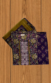 Dark Purple Garden Jaipur Cotton Kurti With Pant And Dupatta Set. Pure Versatile Cotton. | Laces and Frills