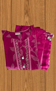 Hot Pink Bandini Jaipur Cotton Kurti With Pant And Dupatta Set. Pure Versatile Cotton. | Laces and Frills