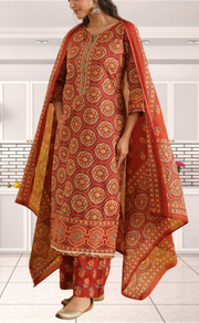 Maroon Garden Jaipur Cotton Kurti With Pant And Dupatta Set. Pure Versatile Cotton. | Laces and Frills