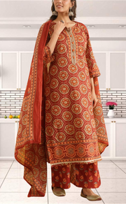 Maroon Garden Jaipur Cotton Kurti With Pant And Dupatta Set. Pure Versatile Cotton. | Laces and Frills