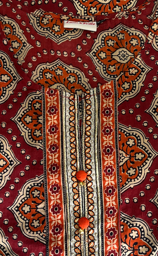 Maroon Garden Jaipur Cotton Kurti With Pant And Dupatta Set. Pure Versatile Cotton. | Laces and Frills