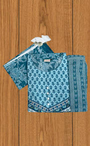 Sea Green Garden Jaipur Cotton Kurti With Pant And Dupatta Set. Pure Versatile Cotton. | Laces and Frills