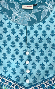 Sea Green Garden Jaipur Cotton Kurti With Pant And Dupatta Set. Pure Versatile Cotton. | Laces and Frills