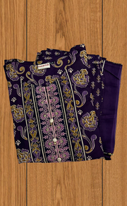 Violet Floral Jaipur Cotton Kurti With Pant And Dupatta Set. Pure Versatile Cotton. | Laces and Frills