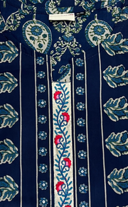 Blue Floral Jaipur Cotton Kurti With Pant And Dupatta Set. Pure Versatile Cotton. | Laces and Frills