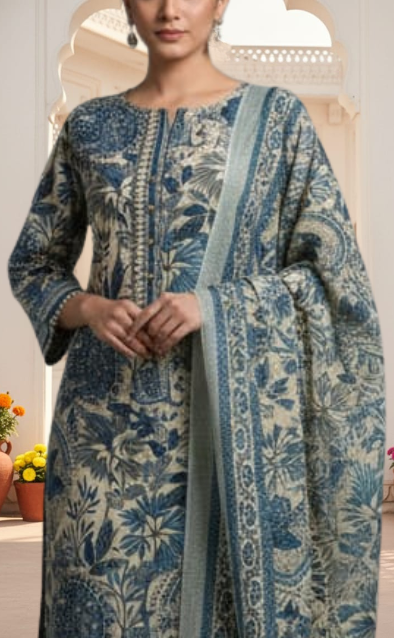 Teal Green Garden Jaipur Cotton Kurti With Pant And Dupatta Set. Pure Versatile Cotton. | Laces and Frills