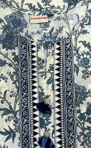 Blue Garden Jaipur Cotton Kurti With Pant And Dupatta Set. Pure Versatile Cotton. | Laces and Frills - Laces and Frills